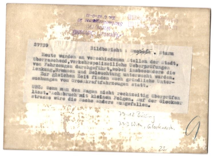 Fotografie & Manifesti: Fotografie Wien, Glocknerstrasse, Lastwa – Usato da Berlin venduto da bartko-reher 1