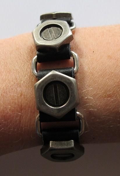 Sonstiger Schmuck: Steampunk Lederarmband Schrauben 6-kant – Neu (gemäss Beschreibung) aus Schwanden GL von UHRKNALL 3