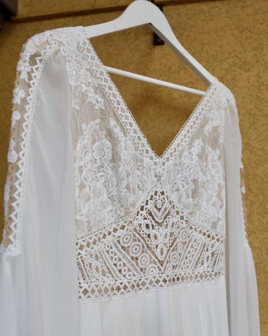 Vestiti: Abito da sposa bianco Boho pizzo maniche lunghe Petite – Usato da Glis venduto da dor_b2nc 3