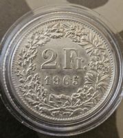 Pièce 2 Fr. Helvetia 1965 Argent Belle Occasion Cadeau Idéal