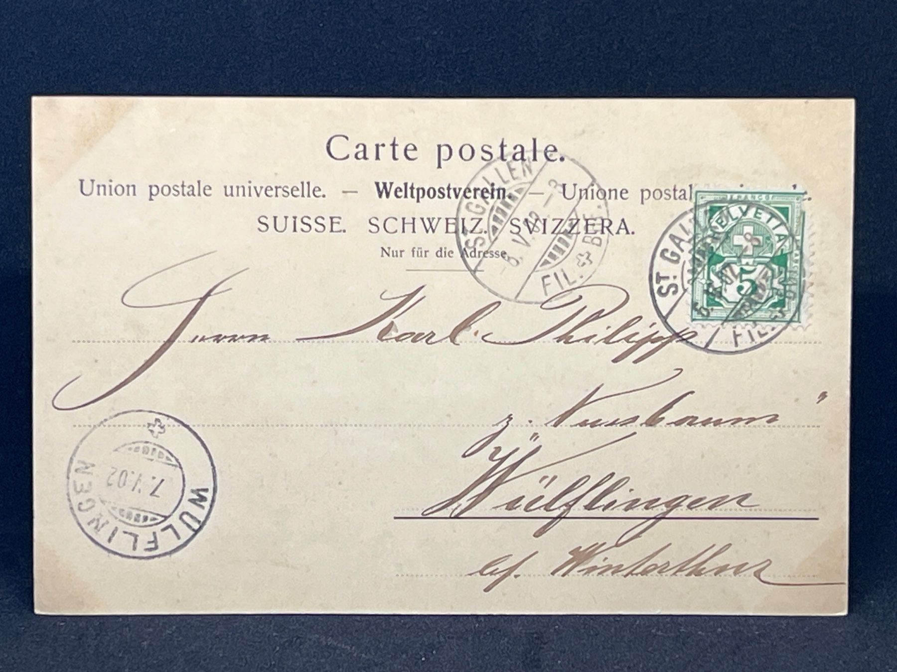 Cartoline postali: St. Gallen: "Parthie am Klosterhof" – Usato da Widnau venduto da Brusi9 1