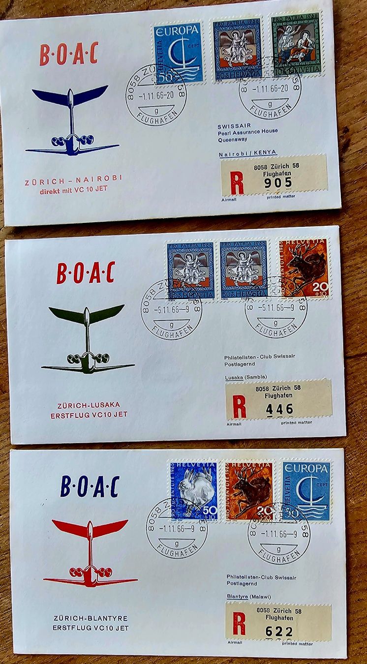 Tutti i francobolli: BOAC 3 Erstflug Briefe – Usato da Les Valettes venduto da Nuba1