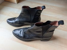 Schwarze Lederstiefeletten Chelsea Boots von Sixtyseven, 39