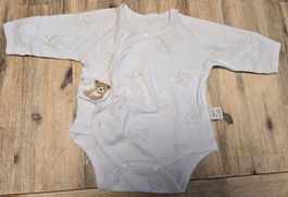 Baby Wickelbody weiss mit Bärenmuster Grösse 50/56