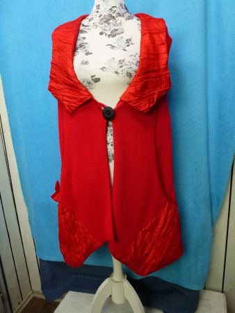 SAMMER BERLIN WESTE IN KNALLROT STRICK GR XL NEU LAGENLOOK