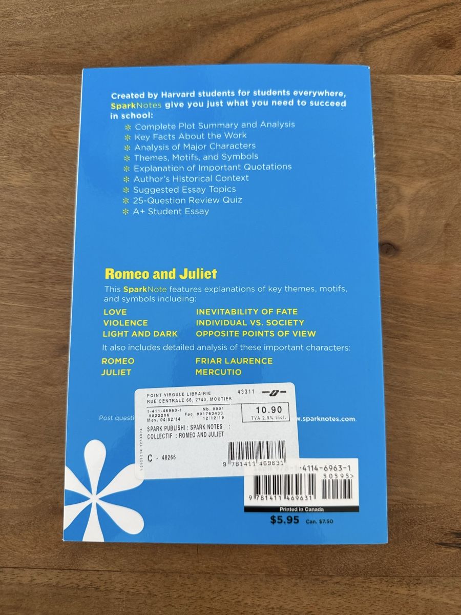 Libri: Romeo and Juliet - Sparknotes – Usato da Moutier venduto da Sparrow2002 1