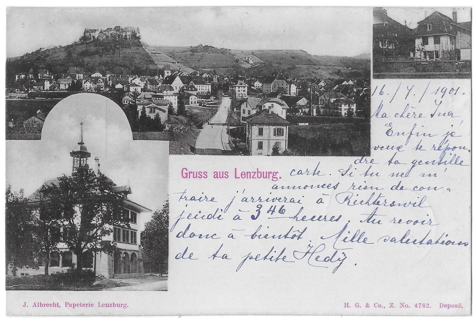 Cartoline postali: Lenzburg drei Bilder mit Post – Usato da Olten venduto da clotaldi
