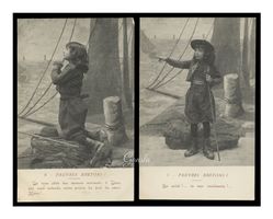 PAUVRES BRETONS - 1900 "Enfants Bretagne" (Lot de 2x C.P.)