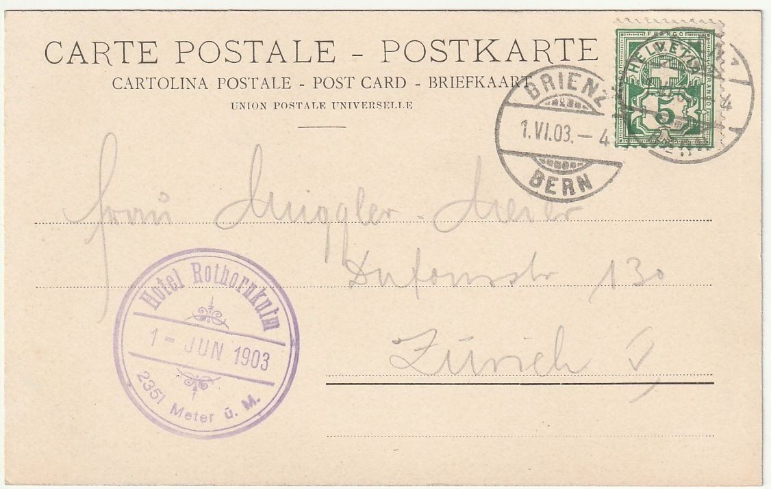 Cartoline postali: AK Rothornbahn 1903 mit Hotelstempel – Usato da Fislisbach venduto da Zigzag12 1