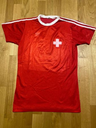 ORIGINAL SCHWEIZ NATI # 2 RENÉ HASLER TRIKOT 1977 ADIDAS L