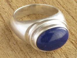 Vintage massiv Ring Silber 925 Lapislazuli  / Gr. 58