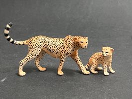 Schleich Gepardin mit Gepardenbaby Gepard