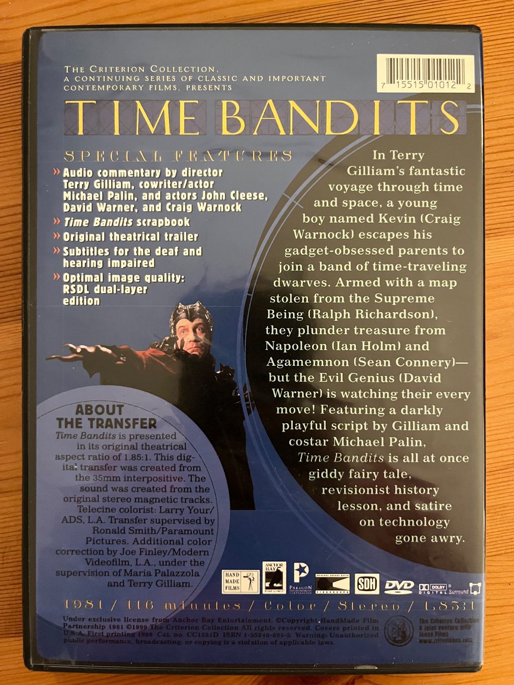 Tutti i DVDs: TIME BANDITS - TERRY GILLIAM  - CRITERION COLLECTION – Usato da Lausanne venduto da sbar224 1