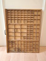 Vintage Letterpress Tablett Vitrine Regal Holz, Schweiz