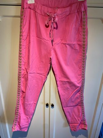 DAMEN LEICHTE STOFFHOSE- PINK