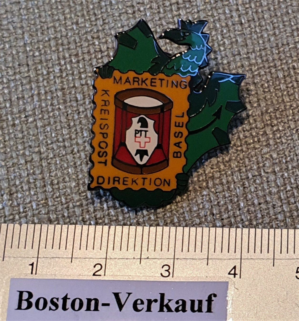 Placchette & Badge: A438 - Pin Basilisk PTT Kreispost Basel – Usato da Reinach BL venduto da Boston-Verkauf 1
