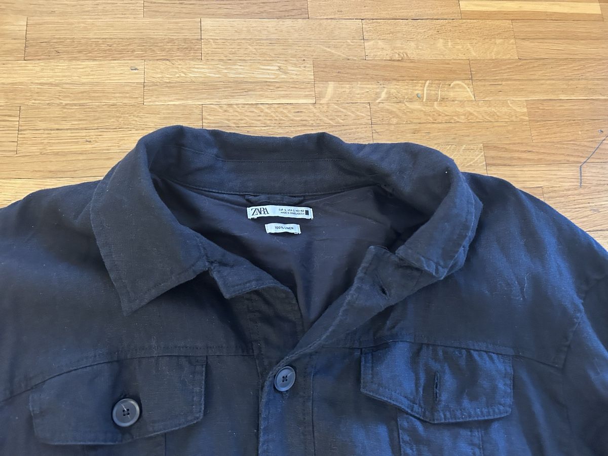 Zara Jacken: Zara, blouson en lin doublé, noir, taille l – Gebraucht aus Lausanne von lavirgule 1