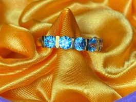 Blauer Zirkon (Cambodia) Ring 💎✨ 925 Silber vergoldet S191