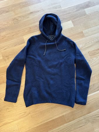 Men's Navy Hoodie / Sweater in wool & silk (Massimo Dutti)