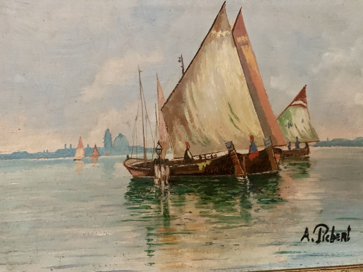 Gemälde: A. Riebert maritimes Ölgemälde, antiker Rahmen, 33x43cm – Gebraucht aus Wallisellen von Died 2