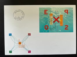 (KOPIE) Maxibrief mit Block 2002 FDC (B343)