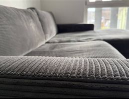 TOP ZUSTAND Cord Ecksofa grau