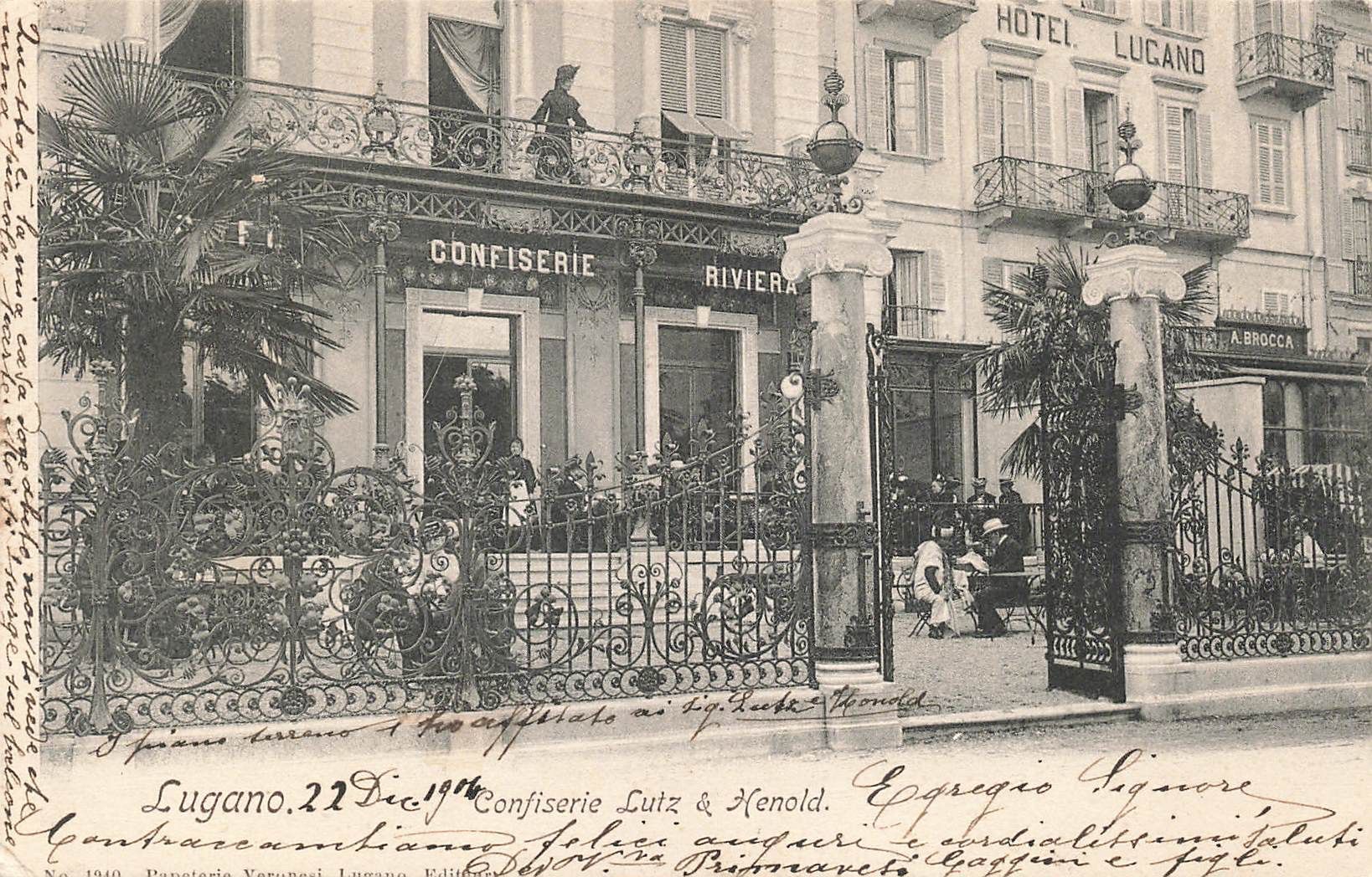 Ansichtskarten: Lugano confiserie lutz & henold animata – Gebraucht aus Biasca von Blenio71