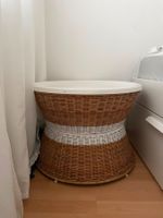 Beistelltisch Rattankorb weiss Tischplatte abnehmbar