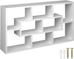 Wandregal Holz 8 Fächer Hängeregal Weiss 85x16x48cm ZYLEN