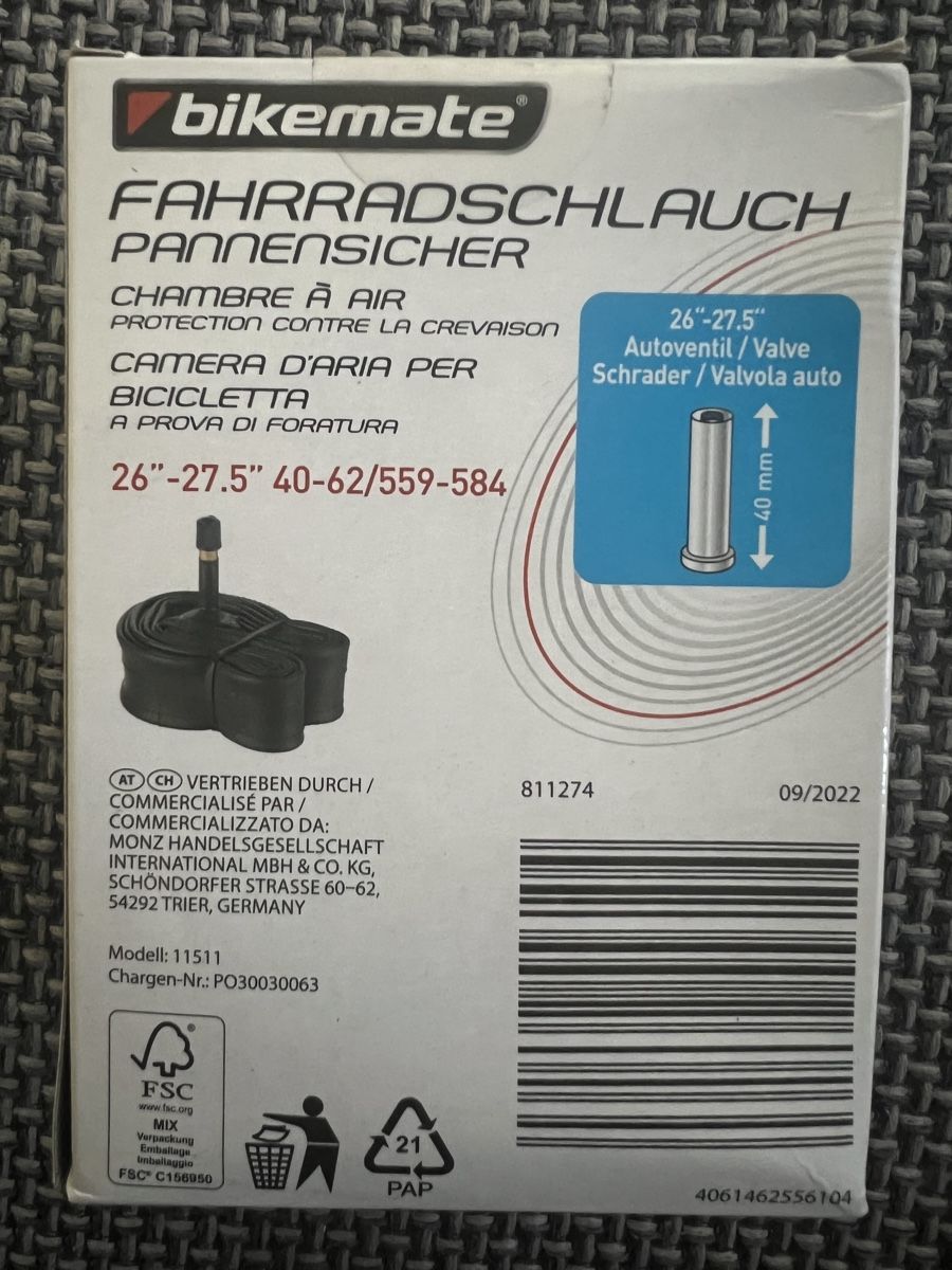 Tubi & Tubi flessibili: FAHRRAD SCHLAUCH – Nuovo e nell'imballaggio originale da Moosseedorf venduto da ram_c65w 1