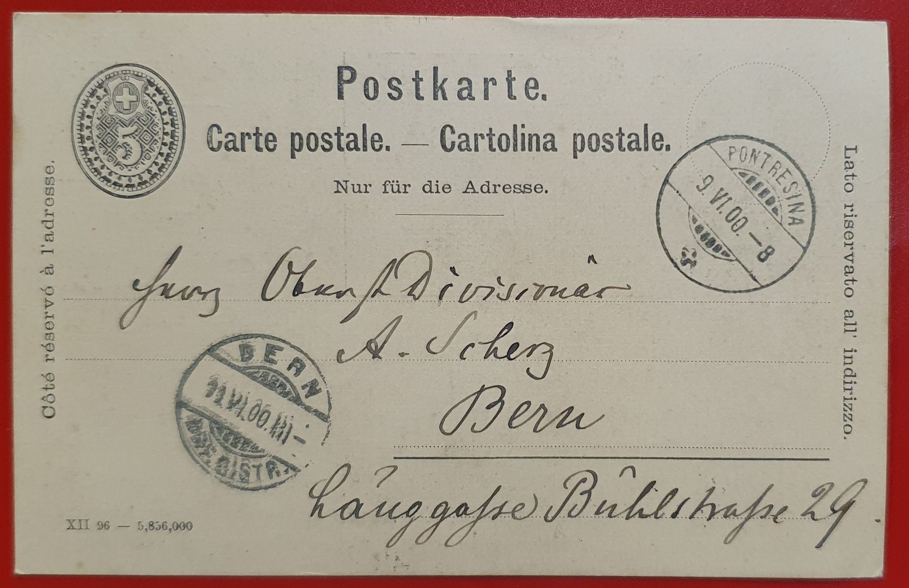 Ansichtskarten: Pontresina 1900 - Hotel Saratz – Gebraucht aus Kreuzlingen von Rschweiz1 1