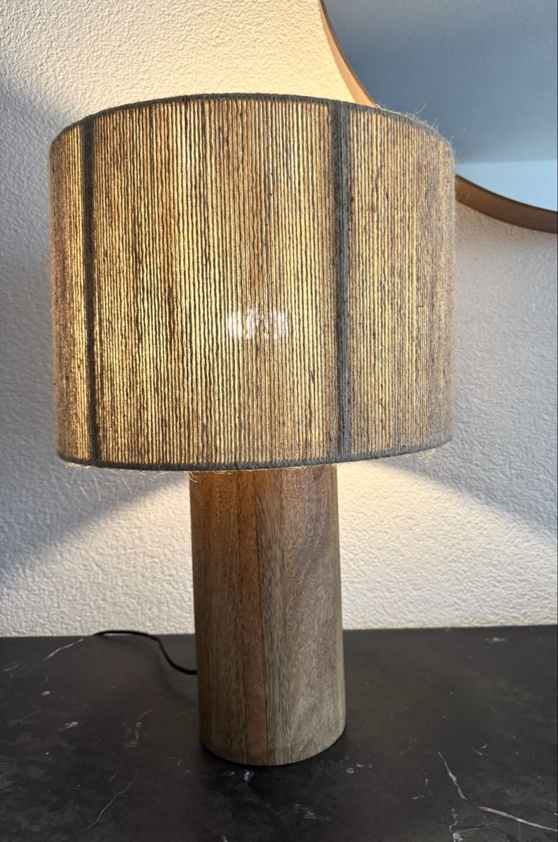 Maisons du monde Lampade: Mango Holz Lampe mit Naturfaserschirm, wunderschön er – Nuovo (secondo la descrizione) da Aarau venduto da Lolaa01 2