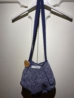 HANDTASCHE BLAU-WEISS,HANDGEMACHT