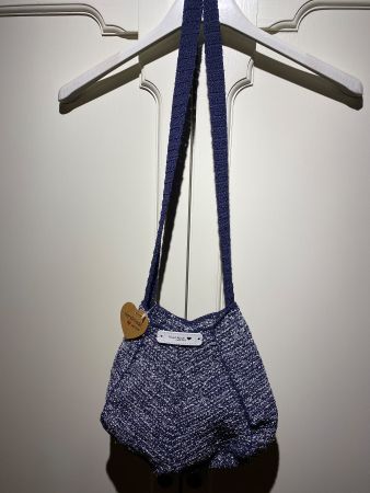 HANDTASCHE BLAU-WEISS,HANDGEMACHT