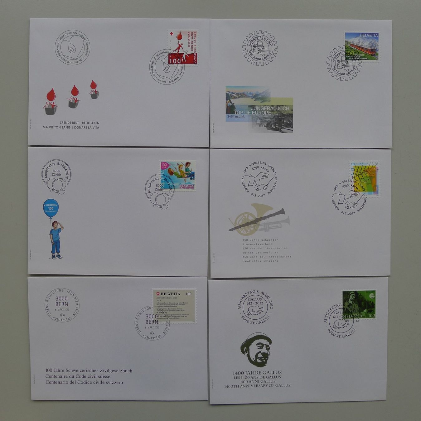 Tutti i francobolli: 2012, FDC Sammlung, total 24 Stück, neuwertig! – Usato da Sursee venduto da Luzernerraute 1