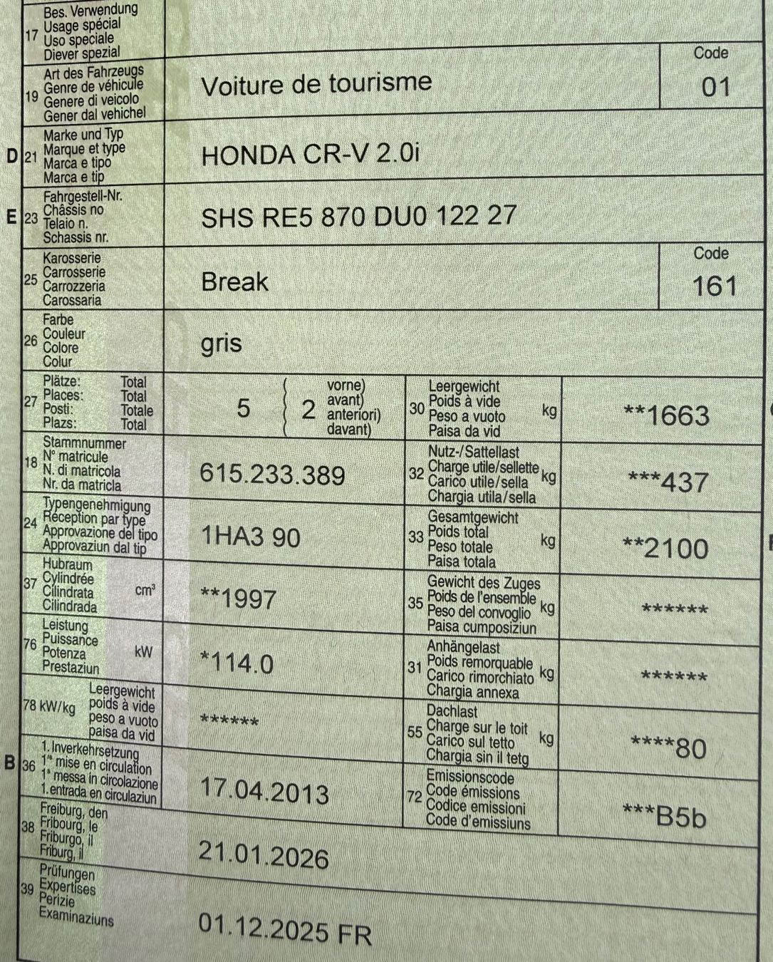 Honda Autos: HONDA Cr-V 2.0 Comfort 4wd – Gebraucht aus Bouloz von jul_zm8y 5