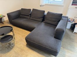 Flexform Design-Ecksofa mit Recamiere, dunkelgrau