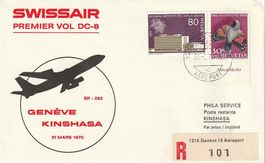 Swissair Erstflug DC-8 Genf-Kinshasa, 31.5.1970