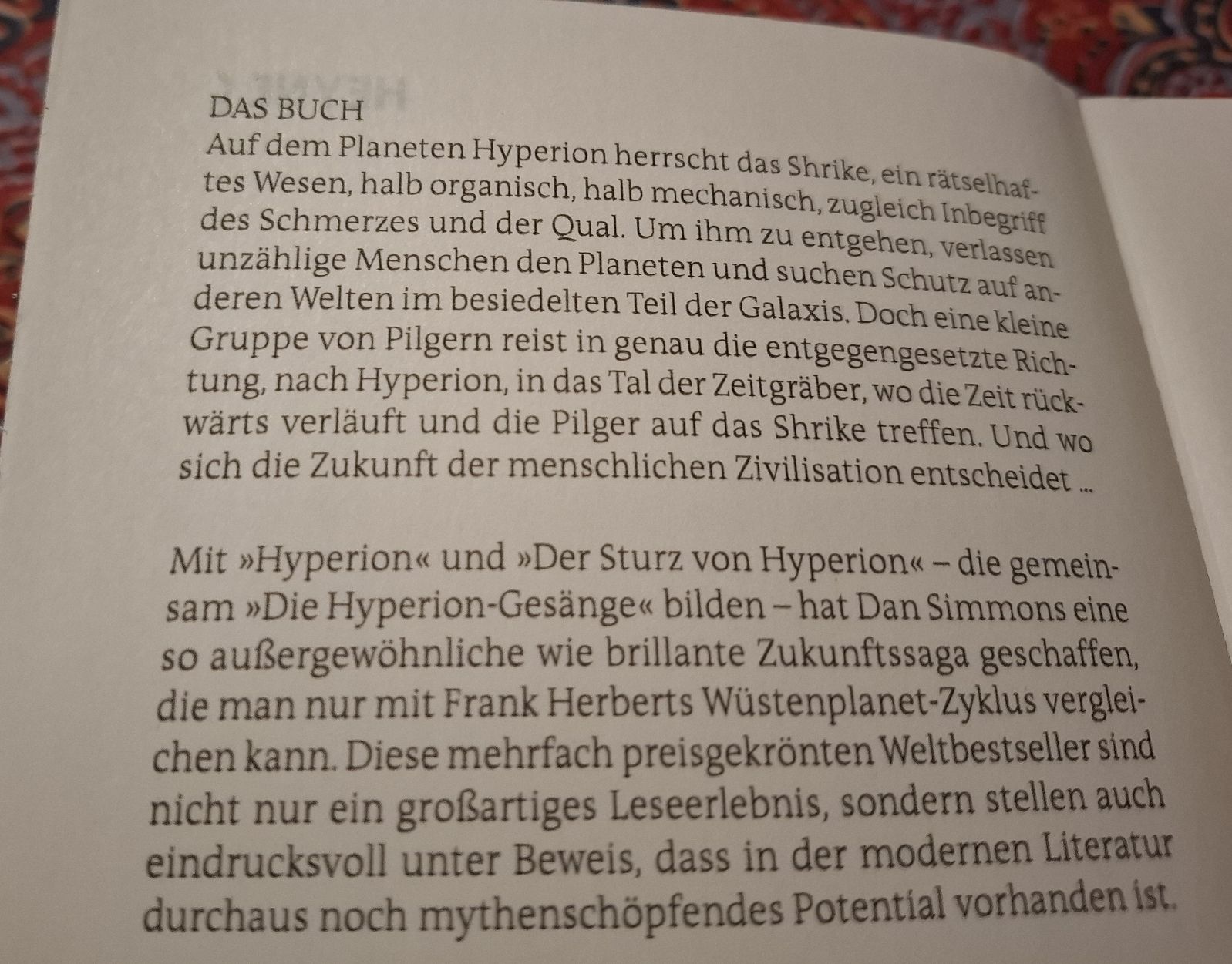 Libri: Dan Simmons: Die Hyperion-Gesänge (kompl. Saga) – Usato da Zürich venduto da apf_b8zl 4