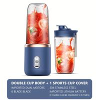 Portabler Smoothie Juicer Mixer, 2 Becher + Sportverschluss