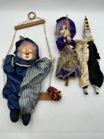 Marionetten Clown und Harlekin Figuren Set Puppen Spielzeug