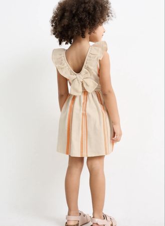 Mädchenkleid mit Streifen und Schleife Gr. 140 *NEU