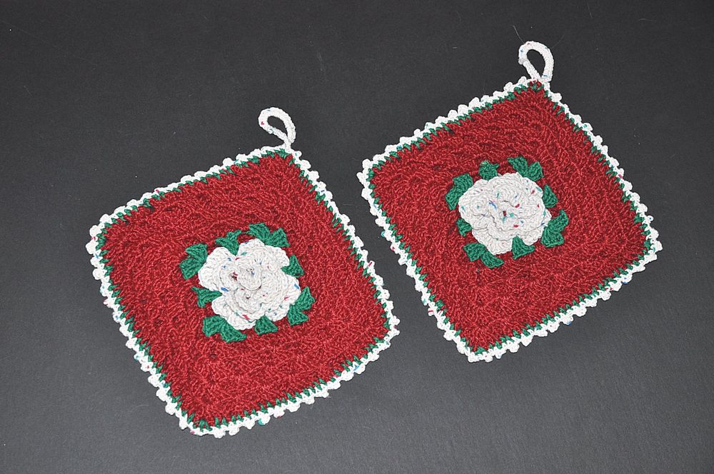 Topflappen Set 6 Stück - Aida-Stoff 18x18cm Baumwolle Made In Italy