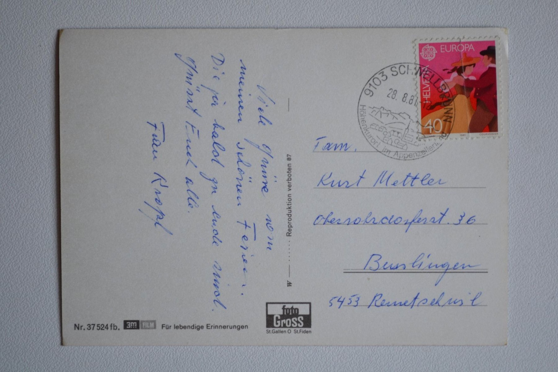 Cartoline postali: AK Schwellbrunn AR – Usato da Beinwil am See venduto da kajak55 1