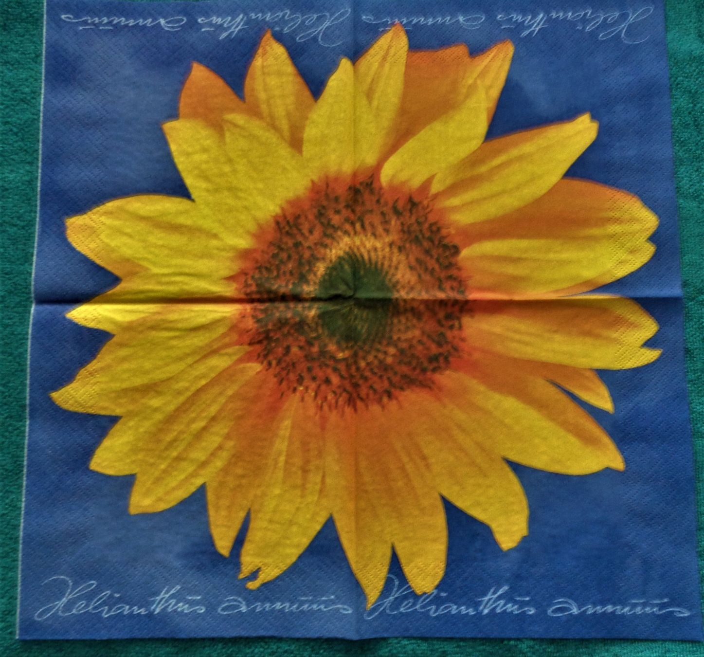 Servietten: 2 Servietten  grosse Sonnenblume blau – Neu (gemäss Beschreibung) aus Basel von Happybaer