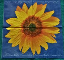 2 Servietten  grosse Sonnenblume blau