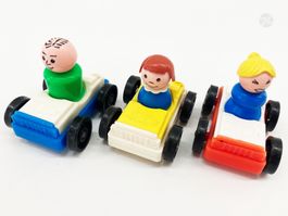 Fisher-Price Little People + Auto Vintage 70s 3x (E)