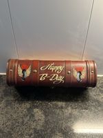 Holzkiste Happy B-Day mit Motorradmotiv mittel
