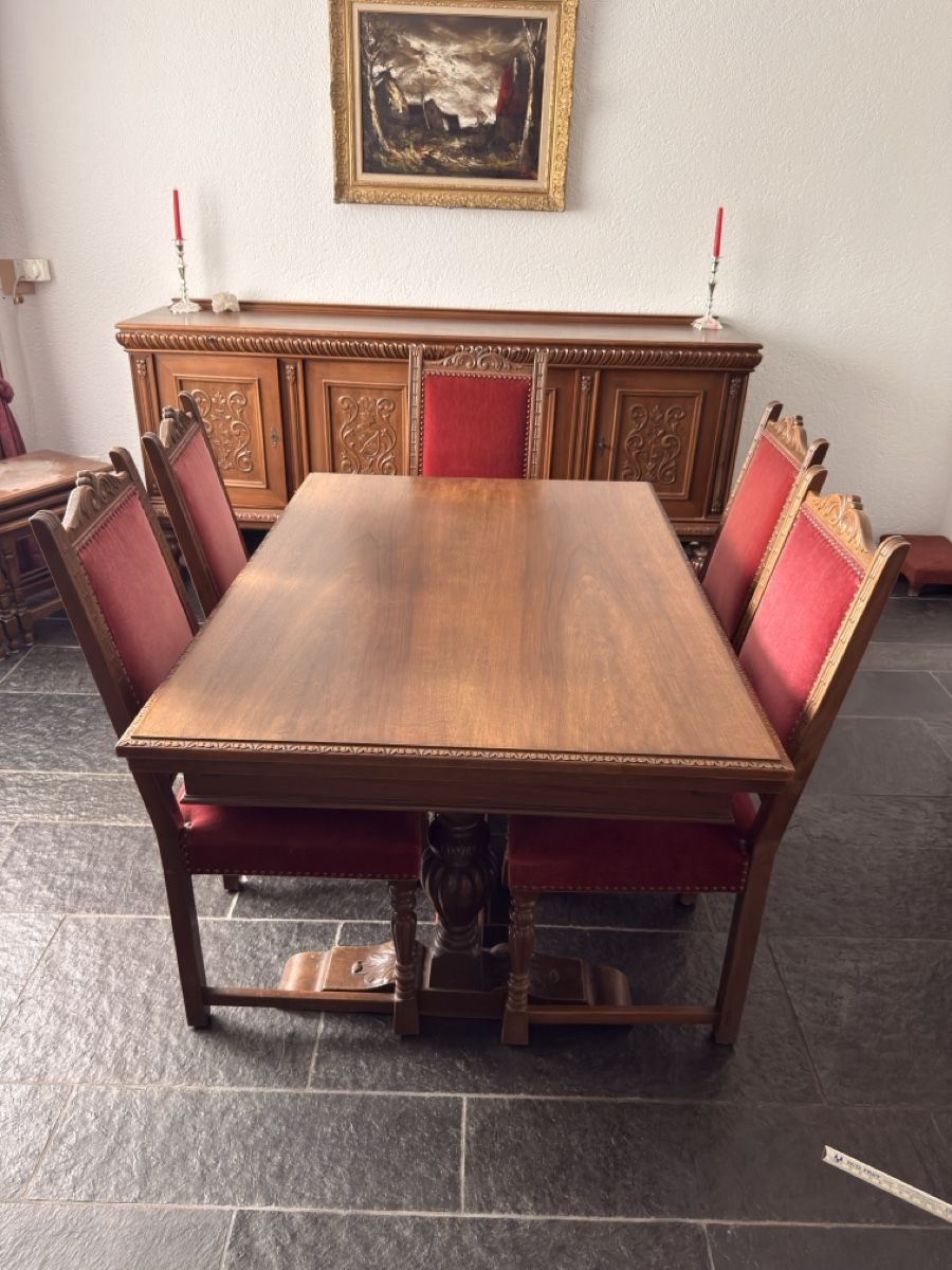 Set di tavolo e panche: Antike Esszimmergarnitur, 6 Stühle – Usato da St. Margrethen SG venduto da UrsWerner19