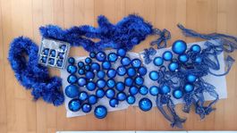 Grosses Set Weihnachtskugeln aus GLAS (42 Stk.) Blau